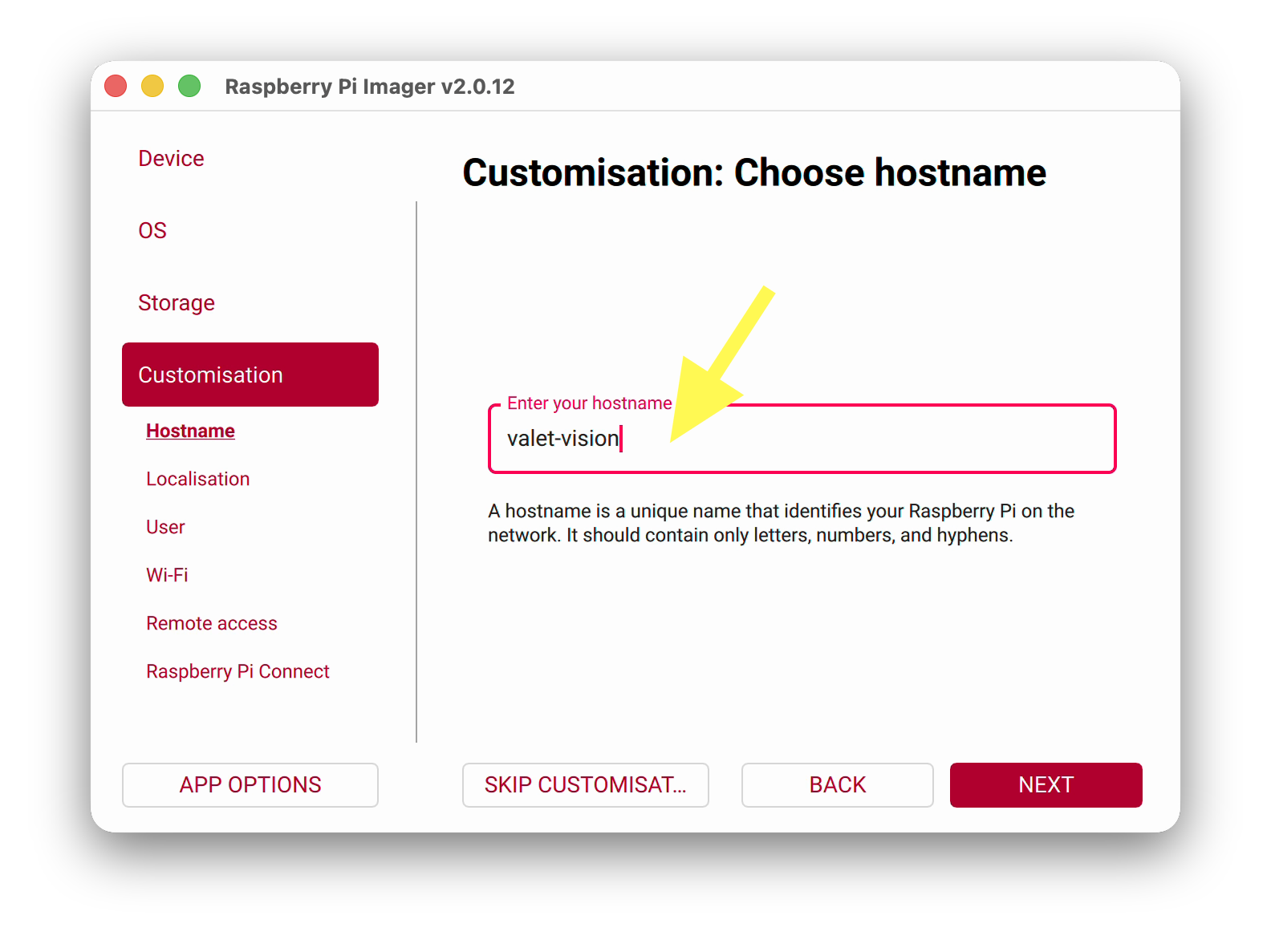 Choose hostname