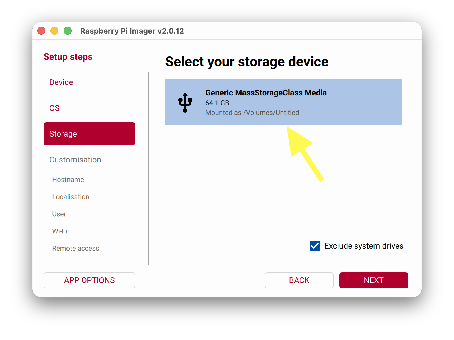 Select MicroSD card
