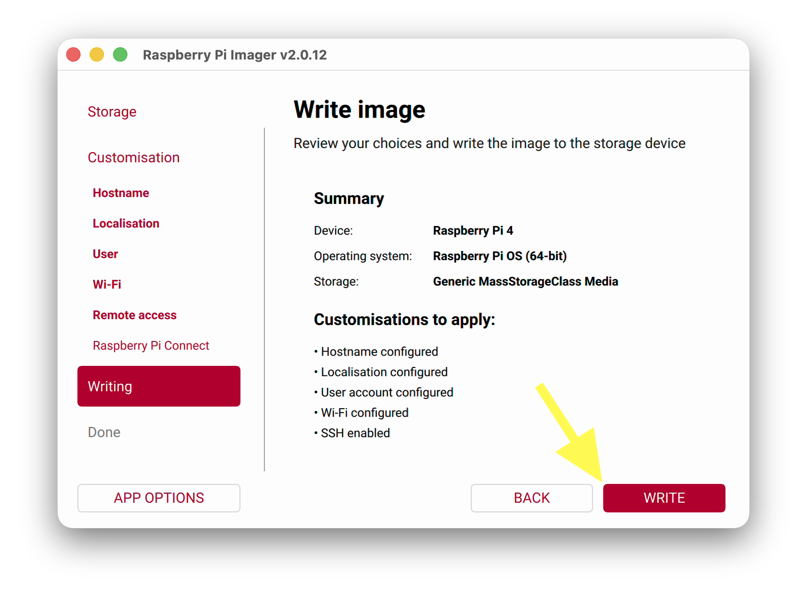 Write image